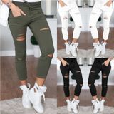 Novas Senhoras Rasgadas Jeans Mulheres Plus Size Rasgado Calças Esticar