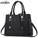 Mulheres Bolsa Pu Couro Grande Capacidade Shoulder Bag Grid Ba