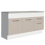 Balcão De Pia 150 Cm 2 Portas E 2 Gavetas (com Tampo) Branco/crema Agata Madesa