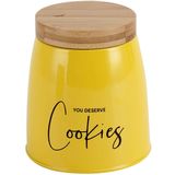 Lata Cookies Porta Condimentos 1,12l Pote Para Biscoitos Em Aço E Bambu Sunshine Mostarda Yoi