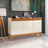 Buffet Aparador 3 Portas Ripado Asturias 136cm Cor: Off White/Cedro