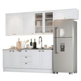 Cozinha Completa Americana 5 Peças Branco Com Vidro - Móveis Henn