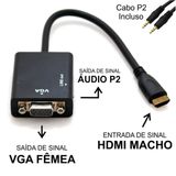 Cabo Adaptador Conversor Hdmi Para VGA Com Saída P2 De Áudio