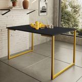 Mesa De Jantar Steel Estilo Industrial Pés De Aço 120x80cm Dourado/preto