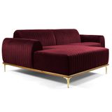 Sofá 245cm 4 Lugares com Chaise Esquerdo Pés Gold Molino B-278 Veludo Marsala - Domi