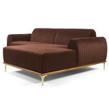 Sofá 265cm 4 Lugares com Chaise Direito Pés Gold Molino B-276 Veludo Terra - Domi