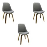 Kit 3 Cadeiras Decorativas Sala E Escritório Softline Cinza