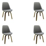 Kit 4 Cadeiras Decorativas Sala e Escritório Linho Cinza