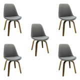 Kit 5 Cadeiras Decorativas Sala e Escritório Linho Cinza