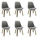 Kit 6 Cadeiras Decorativas Sala e Escritório Linho Cinza