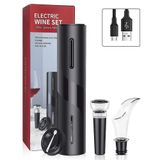 Abridores De Garrafas 4 Em 1 Abridor De Garrafas De Vinho Elétrico Usb Recarregável Automático Saca-rolhas De Vinho Tinto Preto