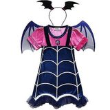 Trajes 8-9 Anos Crianças Meninas Cosplay Vampirina Asa Vestido Headwear Roupas Fantasia Conjunto De Roupas