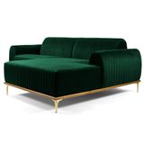 Sofá 255cm 4 Lugares com Chaise Direito Pés Gold Molino B-303 Veludo Verde Musgo - Domi