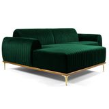 Sofá 265cm 4 Lugares com Chaise Esquerdo Pés Gold Molino B-303 Veludo Verde Musgo - Domi