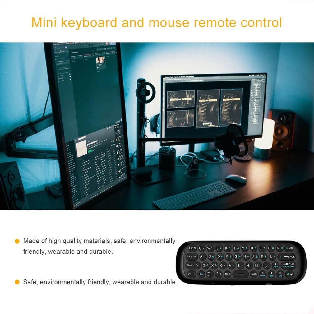 W1 Teclado Remoto Sem Fio 2.4g Air Mouse Recarga Gy