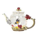 Conjuntos De Chá De Café Esmalte Rosa Vermelha Bule De Vidro De Flor De Cristal Para Bebidas Quentes E Frias Utensílios Domésticos Água De E