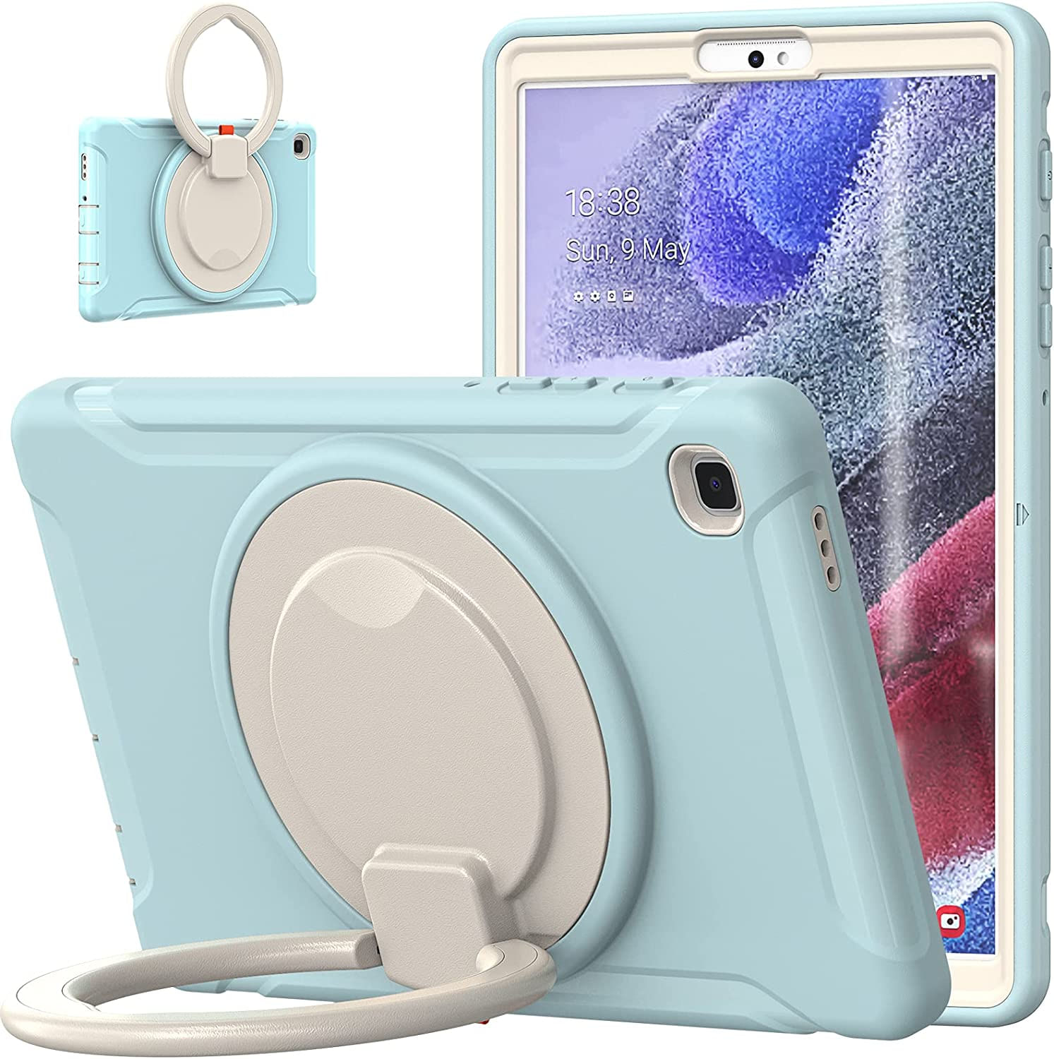 Capa Para Samsung Galaxy Tab A7 Lite De 8,7 Polegadas 2021 Sm-t277u Azul Para Crianças, Meninos, Meninas, Carro Com Alça De Mão | Capa Prote