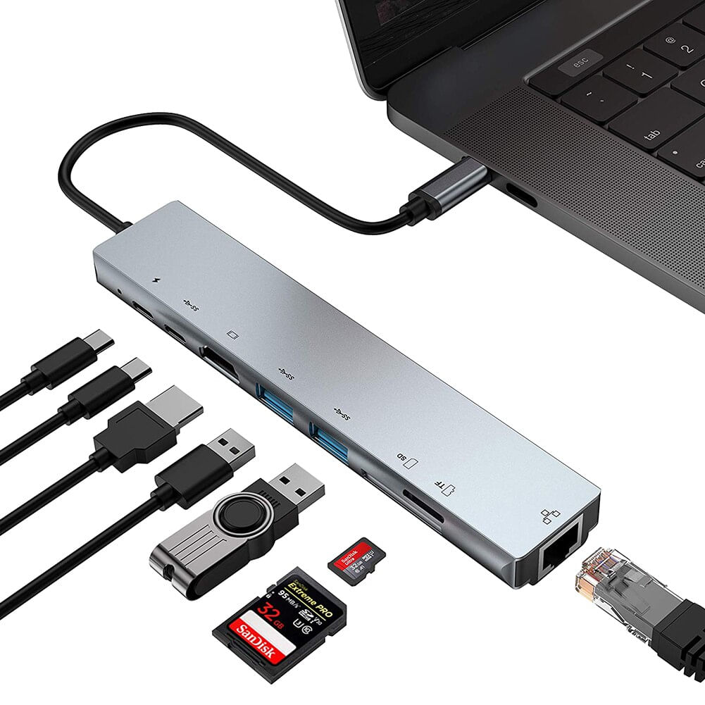 Usb C Hub 8 Em 1 Tipo C 3.1 Para 4k Hdmi Compatível Adapter-gr