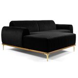 Sofá 230cm 4 Lugares com Chaise Esquerdo Pés Gold Molino B-300 Veludo Preto - Domi