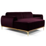 Sofá 320cm 5 Lugares com Chaise Esquerdo Pés Gold Molino B-292 Veludo Uva - Domi