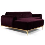 Sofá 245cm 4 Lugares com Chaise Esquerdo Pés Gold Molino B-292 Veludo Uva - Domi