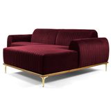 Sofá 245cm 4 Lugares com Chaise Direito Pés Gold Molino B-278 Veludo Marsala - Domi