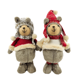 Urso Casal Boneco Pelucia Natal Decoração 46/40cm 2pc