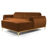 Sofá 350cm 6 Lugares com Chaise Direito Pés Gold Molino B-262 Veludo Telha - Domi