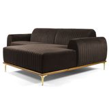 Sofá 255cm 4 Lugares com Chaise Direito Pés Gold Molino B-261 Veludo Marrom - Domi