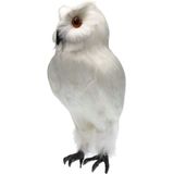Coruja De Penas Artificiais Decoração Realista De Pássaros Decoração De Jardim De Taxidermia - Branco 1