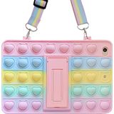 Capa Pop It Para Tablet Para Samsung Galaxy Tab A 10.1 2019 Girl | Sm-t510/t515, Fidget Puppet Poppet Push Bubble Cordão Com Suporte De Sili
