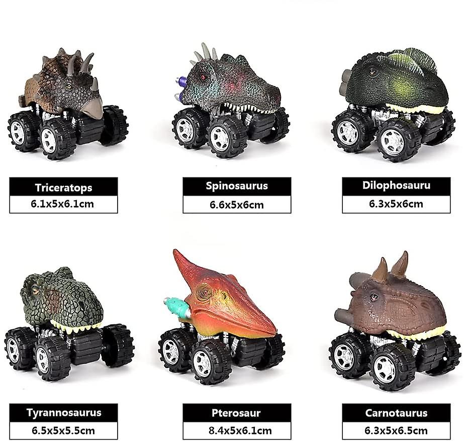 Pull Back Carros De Dinossauro Para Crianças, 6 Pack Carros De Brinquedo De Dinossauro F