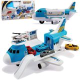 Conjunto De Brinquedo De Carro De Avião De Carga De Transporte Para Meninos E Meninas De 3 Anos De Idade (azul)