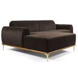 Sofá 245cm 4 Lugares com Chaise Esquerdo Pés Gold Molino B-261 Veludo Marrom - Domi