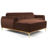 Sofá 265cm 4 Lugares com Chaise Esquerdo Pés Gold Molino B-276 Veludo Terra - Domi