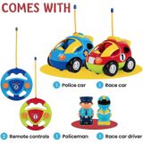 Pack De 2 Desenhos Animados R / C Carro De Polícia E Controle De Rádio Do Carro De Corrida