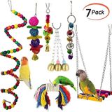 Brinquedos Para Pássaros 7 Pçs/set Pet Papagaio Pendurado Brinquedo Mastigar Sino Pássaro Periquito Gaiola Acessórios Suprimentos Para Anima