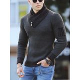 Camisola Cachecol Colarinho Casual Slim Malha Pullover