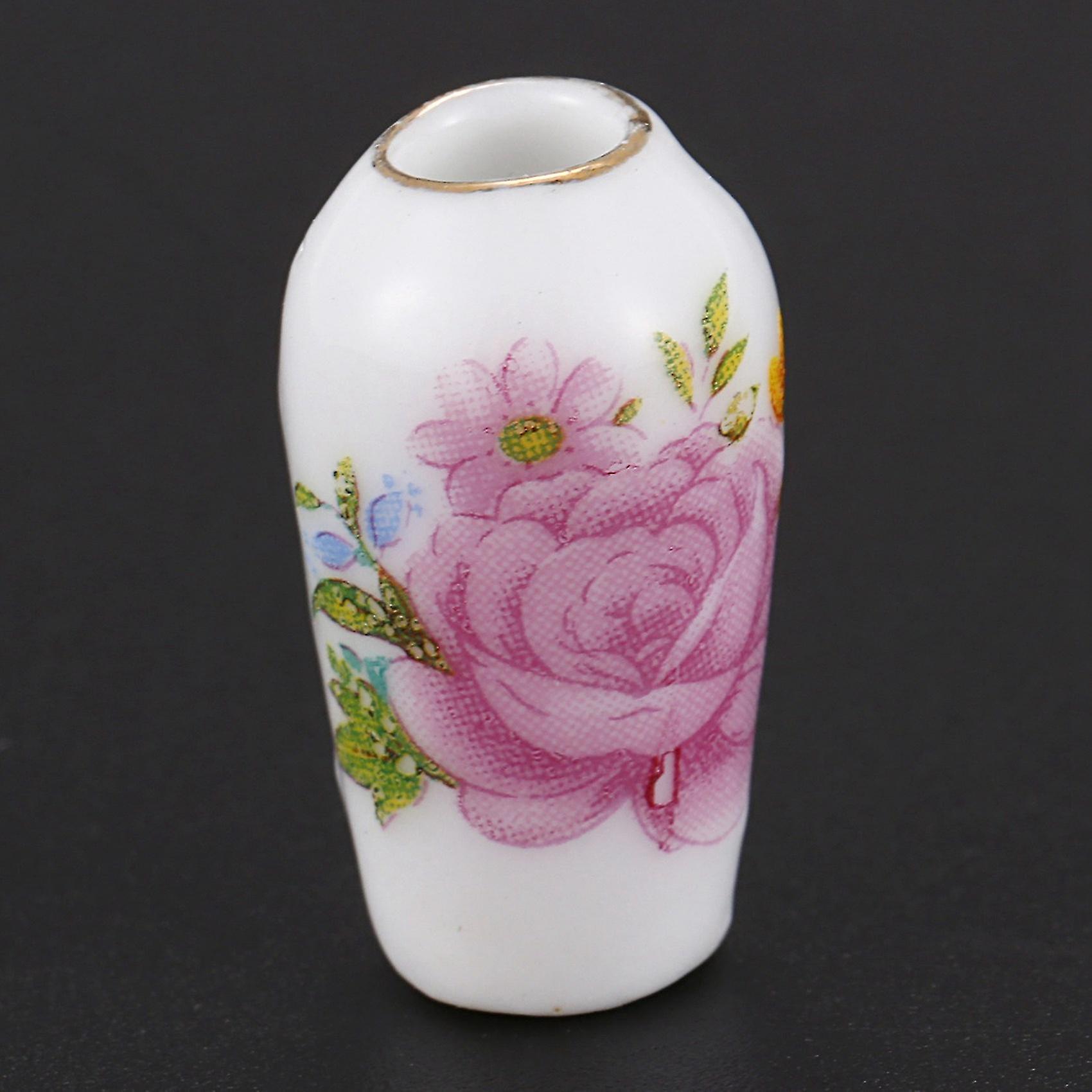 Dollhosue Miniatura Cerâmica Moderna China Porcelana Vaso Rosa