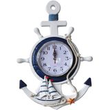 Relógio De Âncora De Estilo Mediterrâneo Tema De Praia Roda De Navio Náutico Decoração De Roda De Leme Decoração De Parede Para Presente, D