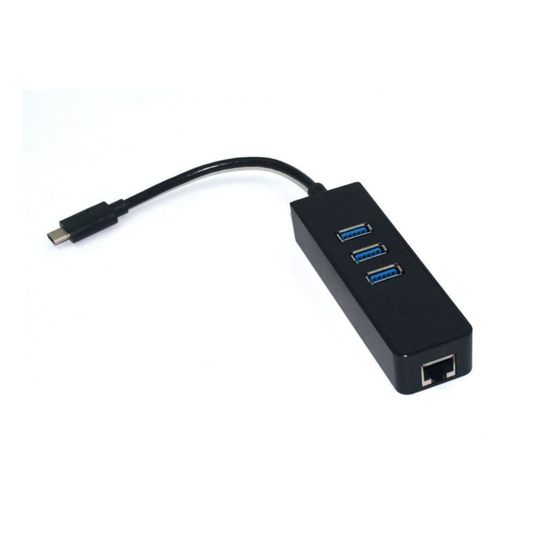 Usb C Tipo C Para 3 Portas Usb 3.0 Hub + Rj45 Gigabit Adaptado