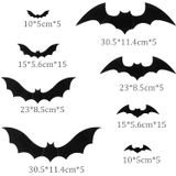 60pcs Halloween Bats Decorações, Pvc 3d Preto Morcegos Decoração Wi