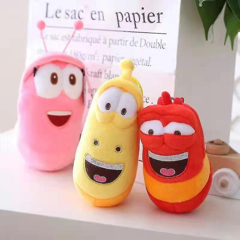 3 Pces Larva Pelúcia Brinquedos Amarelo Inseto Vermelho Inseto Cartoon Larv