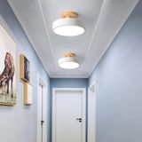 Lâmpada De Teto Decorativa Led 18cm Base De Madeira 3 Cores