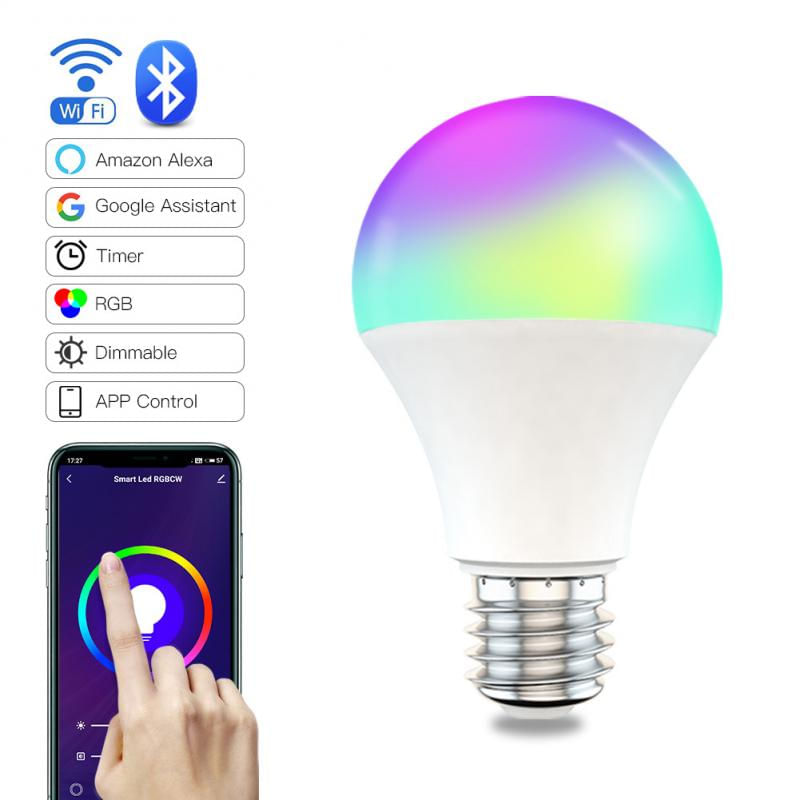 Lâmpada Inteligente B22 E27 9w Rgb Led Luz Com Wifi Fu