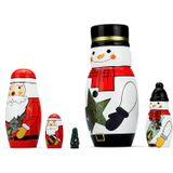 5 Pces Bonecas Russas De Nidificação, Papai Noel Boneco De Neve De Natal H