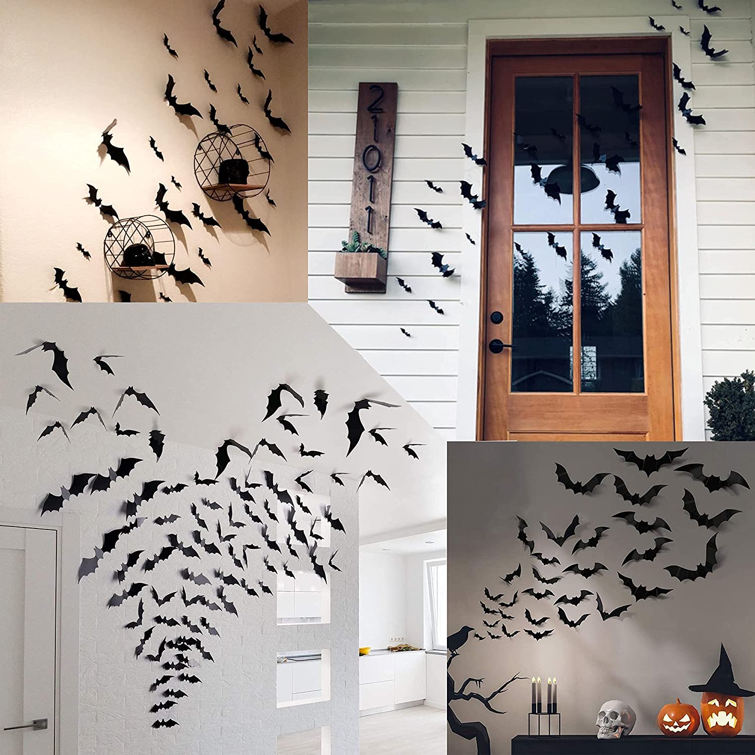 60pcs 3d Morcegos Adesivos Decorações De Halloween Para Decoração De Casa