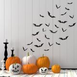 72 Pcs Halloween Morcegos Decoração De Parede - 3d Halloween Decoração De Parede S