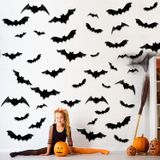 72pcs Halloween 3d Morcegos Decoração, 3 Formas 12 Tamanhos Pvc Re