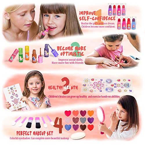 53 Pcs Kids Kit de Maquiagem Para Menina, Kit de Maquiagem Infantil  Cosmético Real | Washable Unicórnio Crianças Jogo de Maquiagem Set Para  Meninas